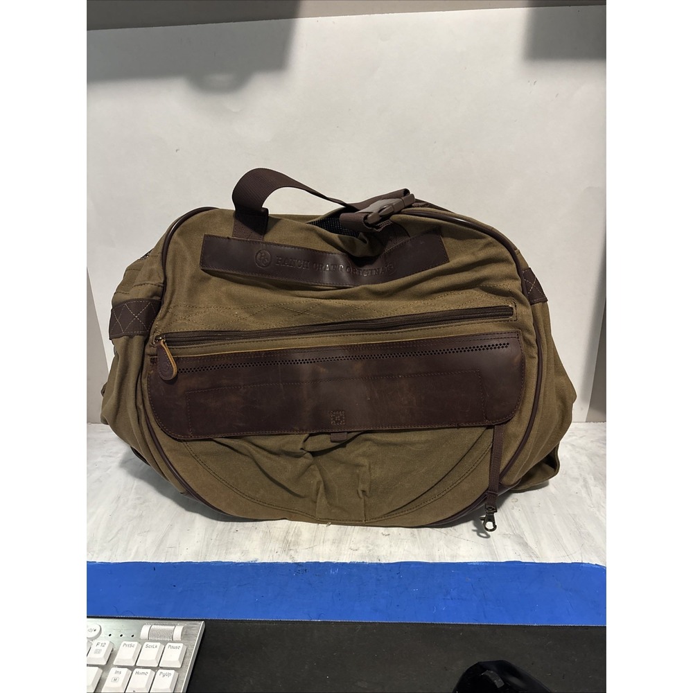 Ranch Craft Originals Brown Leather Canvas Rugged Backpack 17x14 Mens Bag